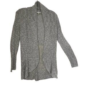 Eileen Fisher Linen Cotton Loose Knit Shawl Collar Open Cardigan Minimalist Tan